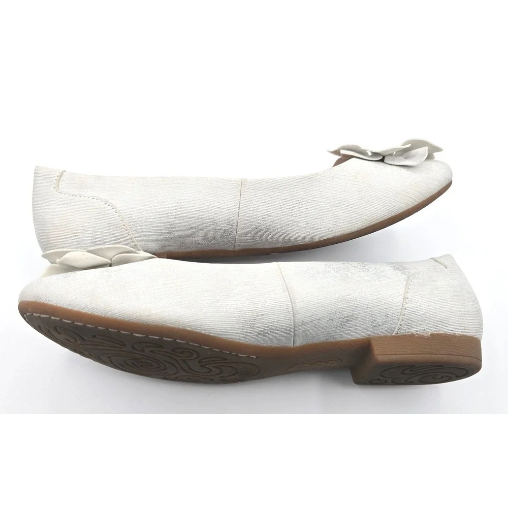 B.O.C. Born Concept‎ Silver White Floral Ballet Flats Womens 9.5 Metallic